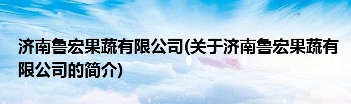 济南鲁宏果蔬有限公司(关于济南鲁宏果蔬有限公司的简介)(图1)